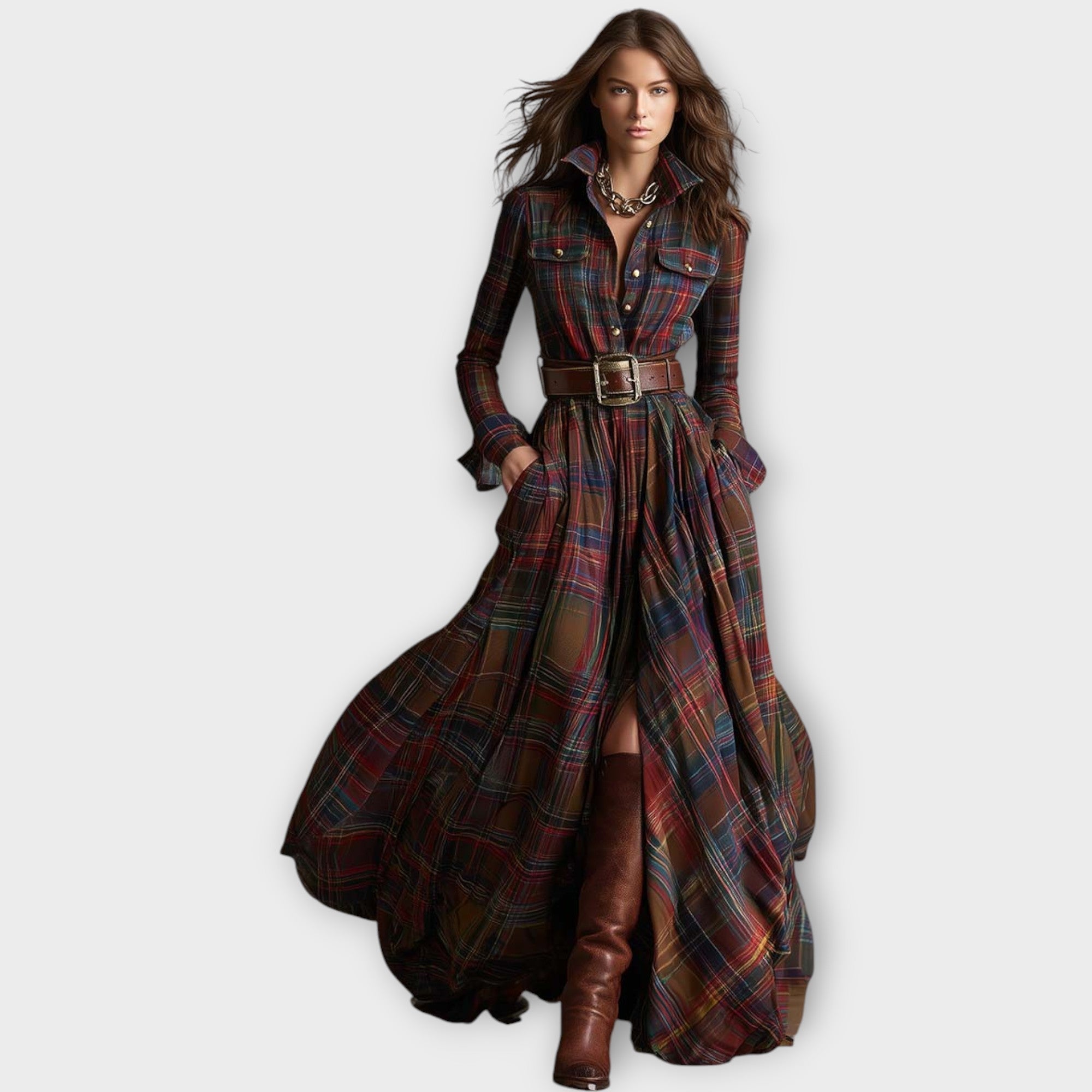 RETRO PLAID MAXI DRESS Sarah’s Austin Avenue