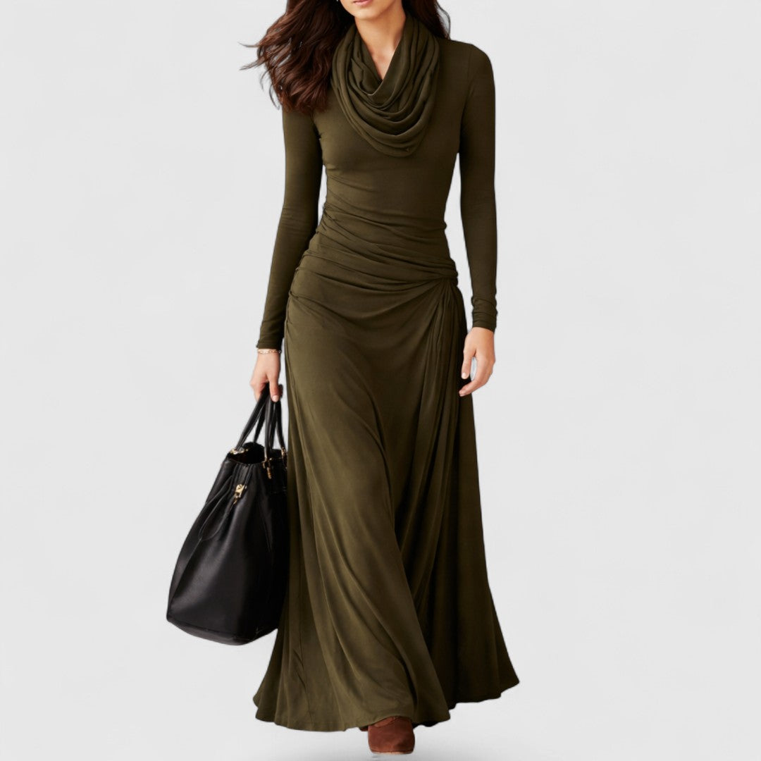 Olive Green | Turtleneck Pleated Maxi Dress Sarah’s Austin Avenue