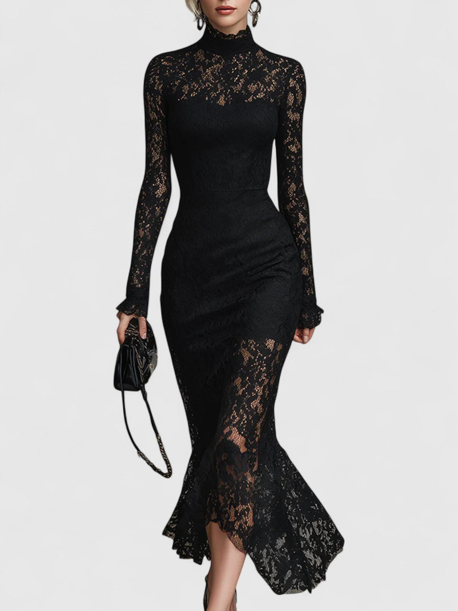 ELWIRA | ELEGANT BLACK MAXI DRESS WITH LACE Sarah’s Austin Avenue
