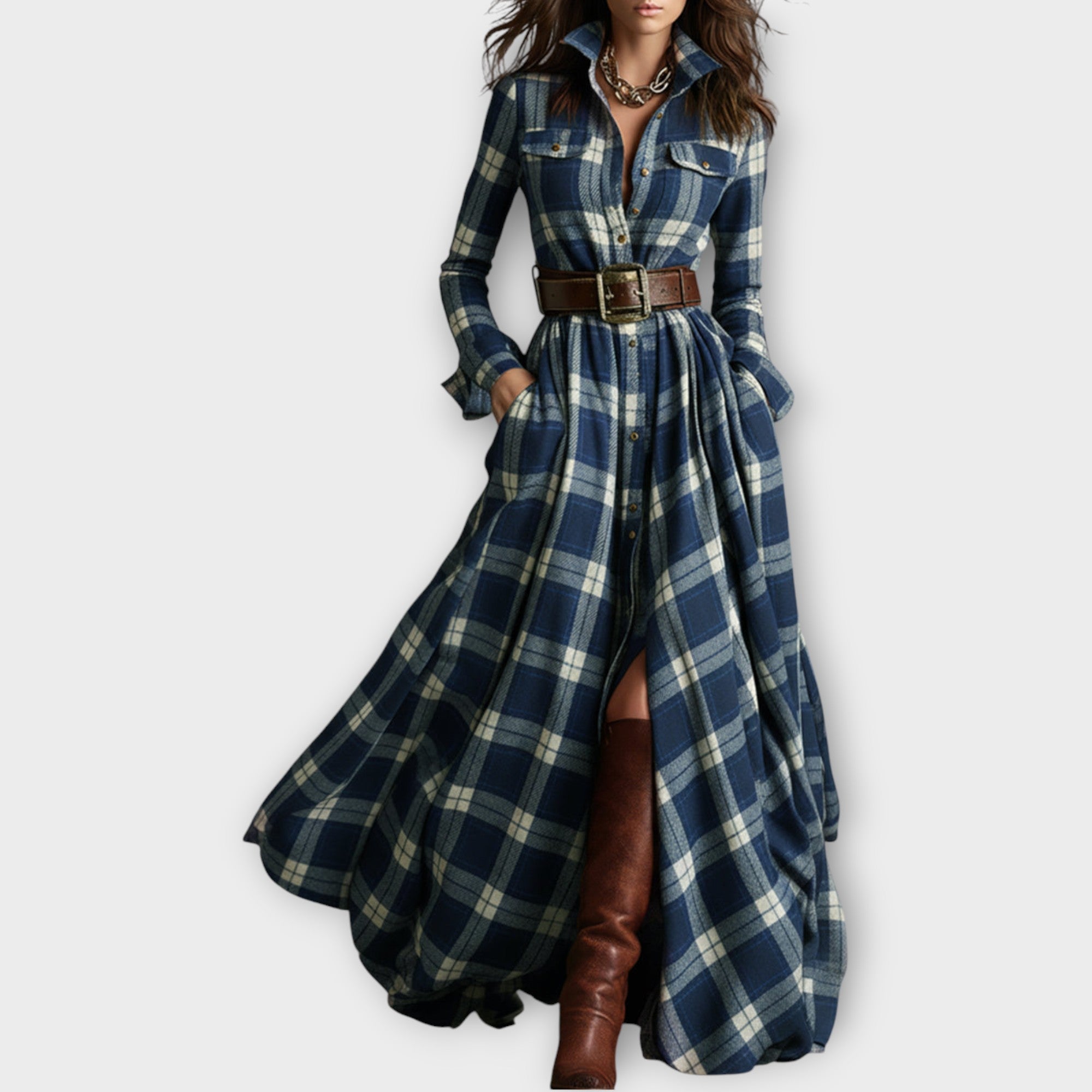 RETRO PLAID MAXI DRESS Sarah’s Austin Avenue