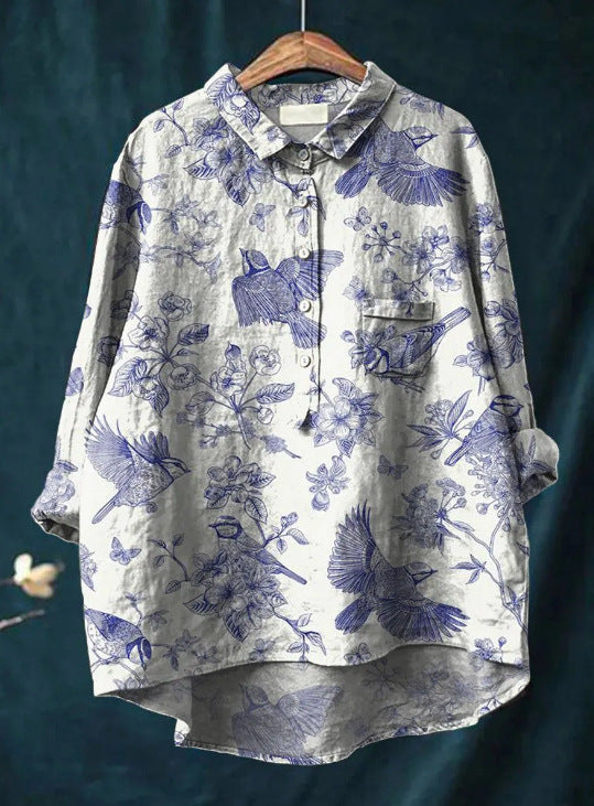 Caroline - Cotton Linen Floral Blouse Sarah’s Austin Avenue