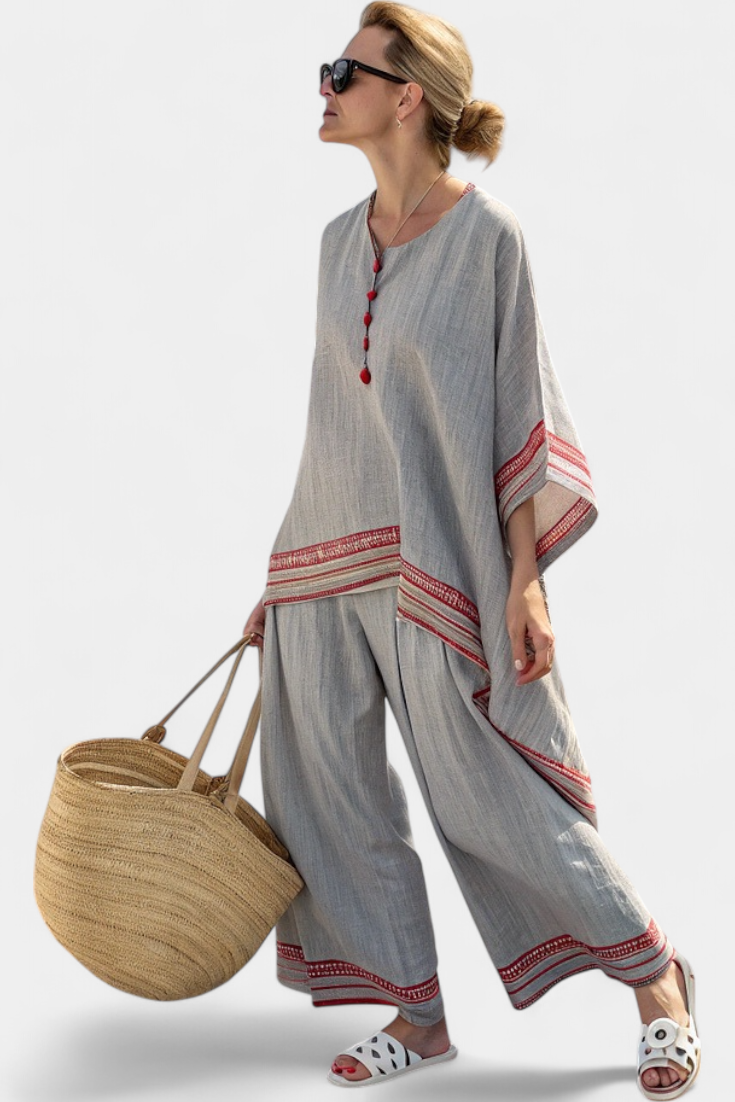 Daelric | Sophisticated Asymmetrical Blouse & Ethnic Wide-Leg Pants Sarah’s Austin Avenue