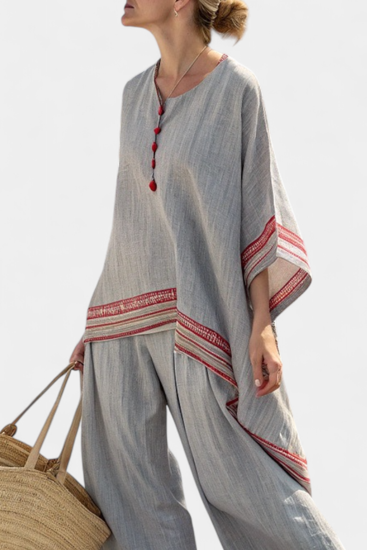 Daelric | Sophisticated Asymmetrical Blouse & Ethnic Wide-Leg Pants Sarah’s Austin Avenue