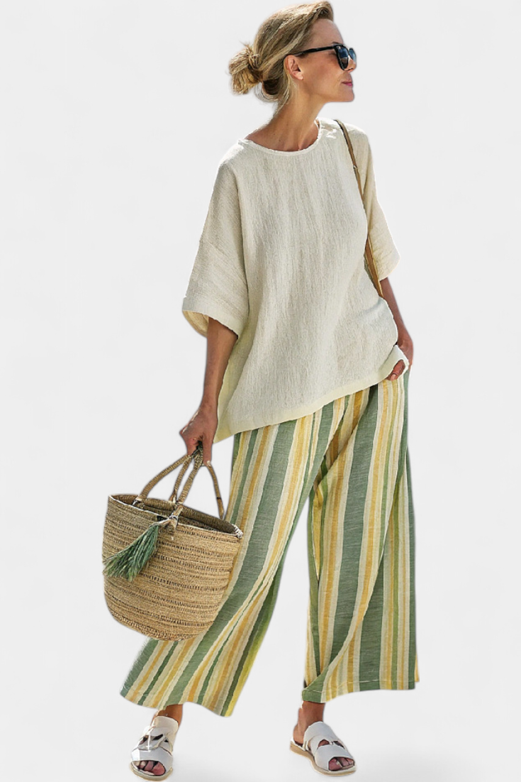 Ellowyn | Sophisticated Top & Striped Linen Pants Sarah’s Austin Avenue