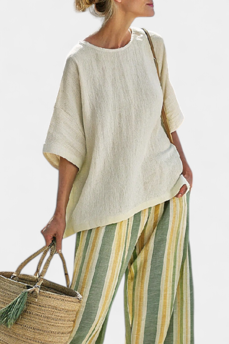 Ellowyn | Sophisticated Top & Striped Linen Pants Sarah’s Austin Avenue