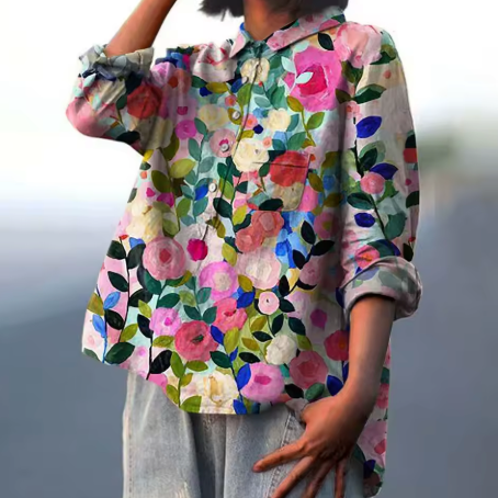 Caroline - Cotton Linen Floral Blouse Sarah’s Austin Avenue
