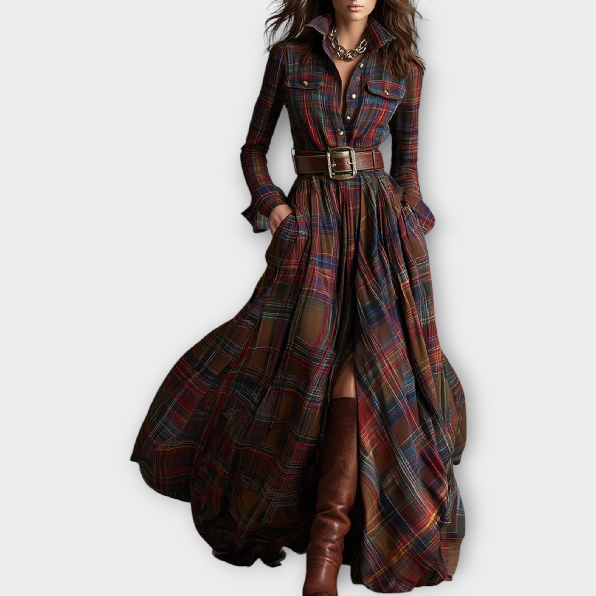 RETRO PLAID MAXI DRESS Sarah’s Austin Avenue