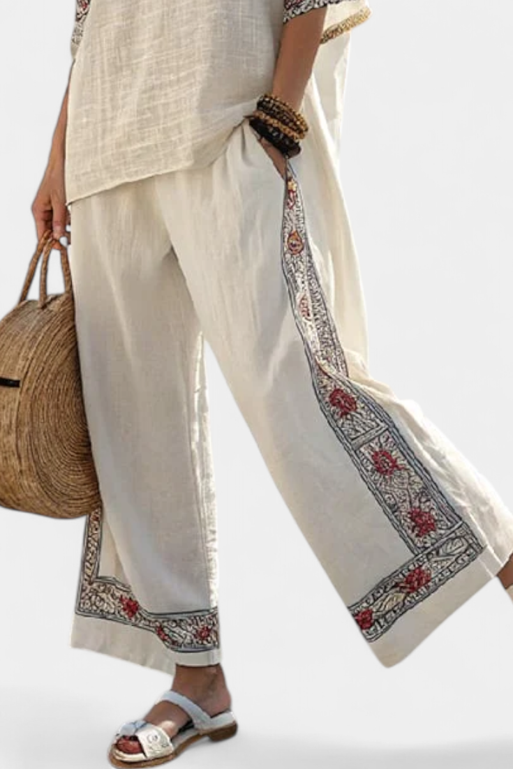 Tameric | Sophisticated Embroidered Raw Blouse & Wide Pants Sarah’s Austin Avenue