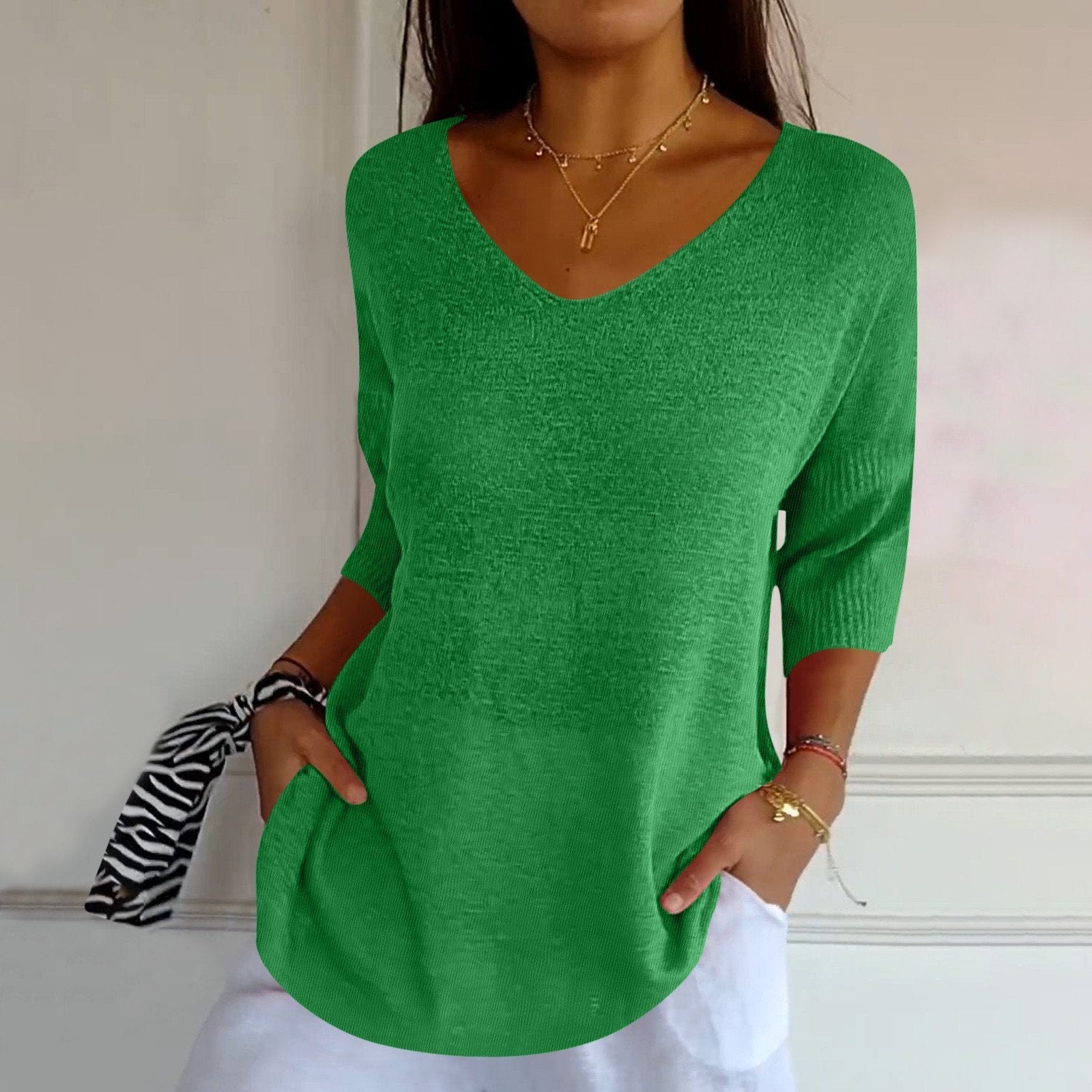 Fenella - Casual Solid Color Work Top Sarah’s Austin Avenue
