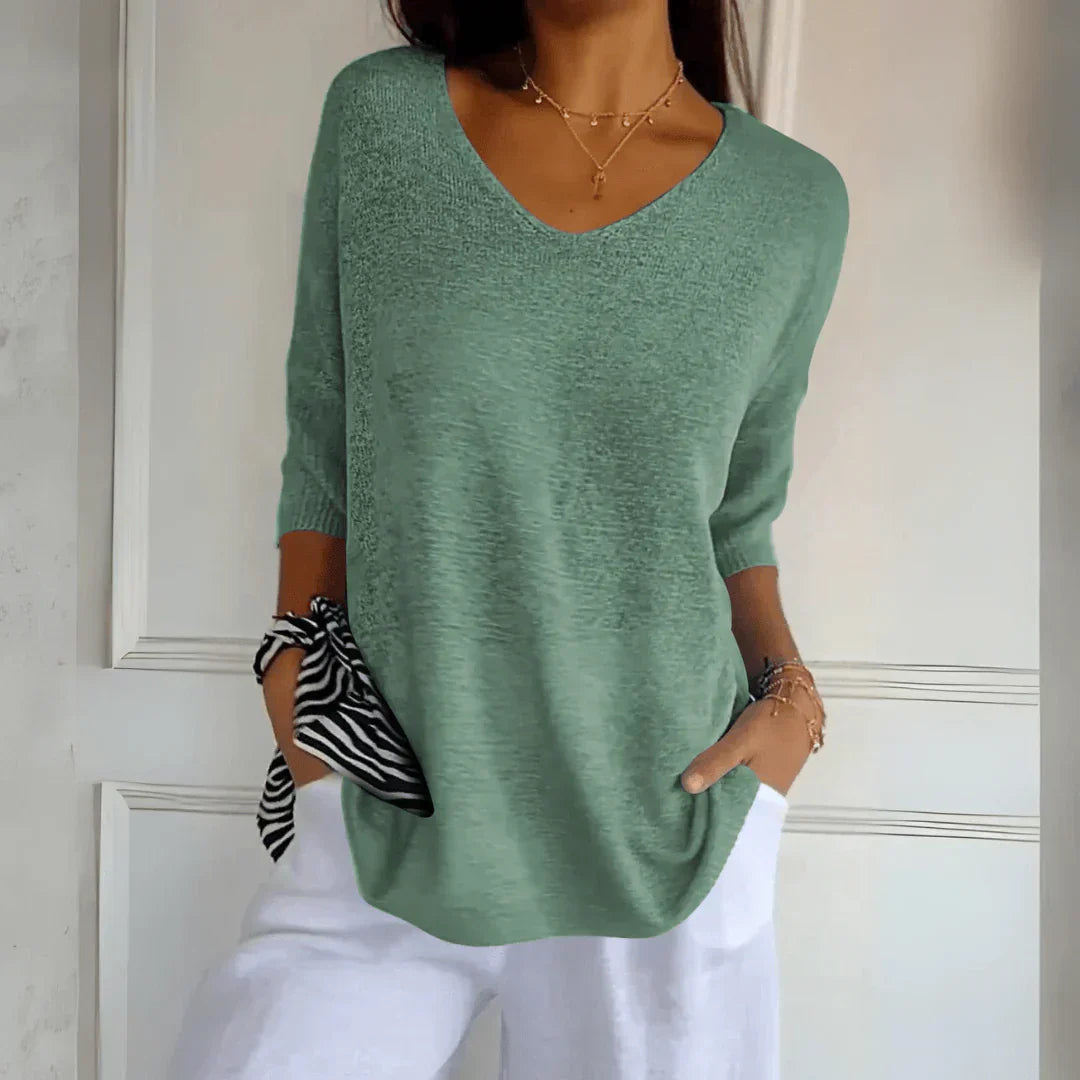 Fenella - Casual Solid Color Work Top Sarah’s Austin Avenue