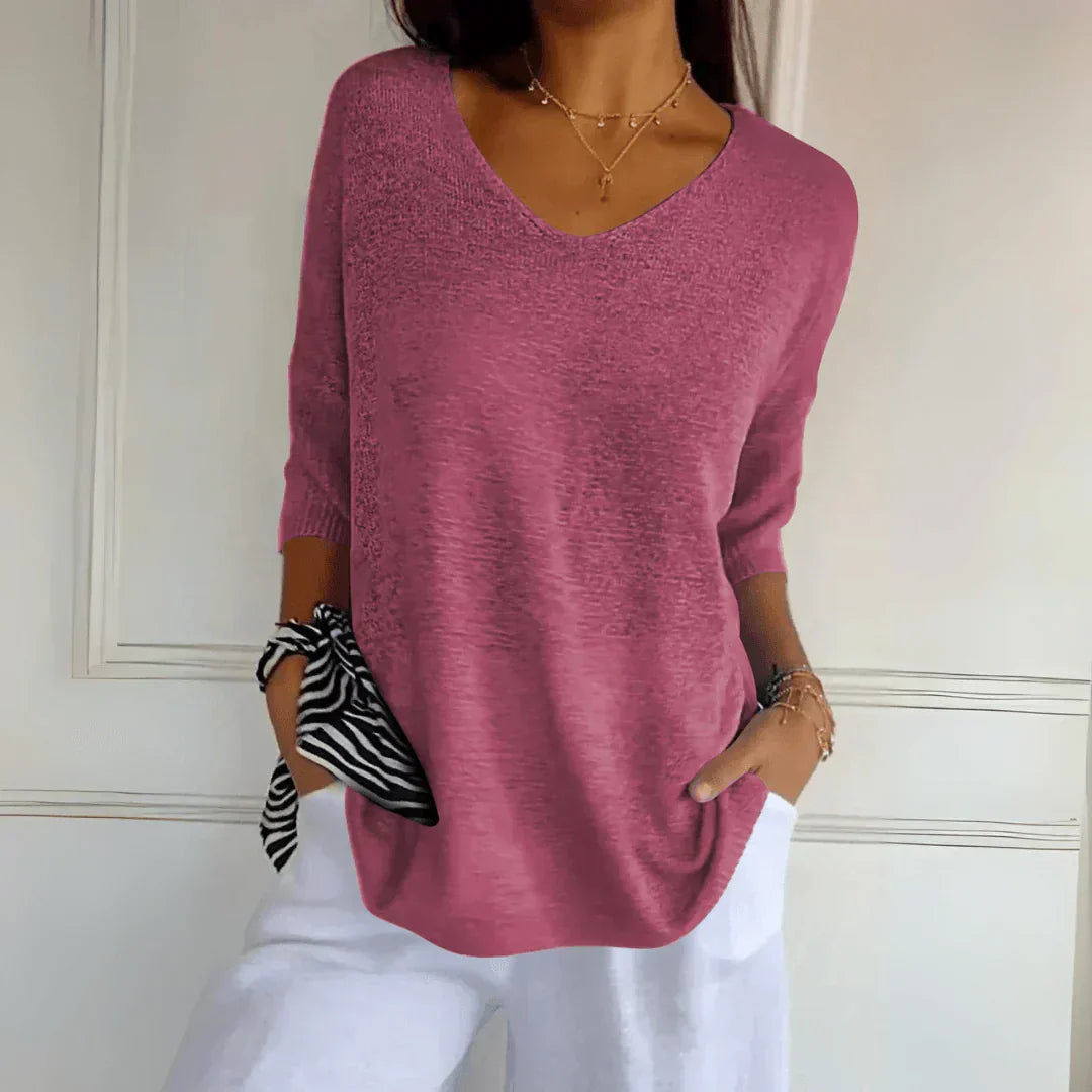 Fenella - Casual Solid Color Work Top Sarah’s Austin Avenue